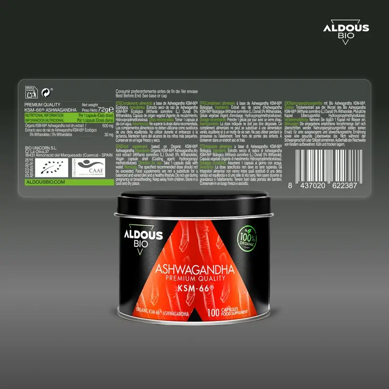 Aldous Ashwagandha Ksm-66 v bio kvalite, 600 mg