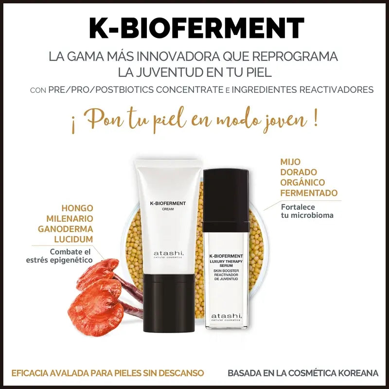 Atashi Ritual K-Bioferment Serum + Revitalising Anti-Ageing Cream + Jade Roller Gift Box