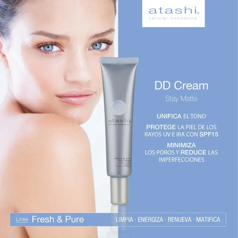  Atashi Fresh & Pure DD krém s matujúcim účinkom Stay Matte, stredný odtieň, 40 ml 
