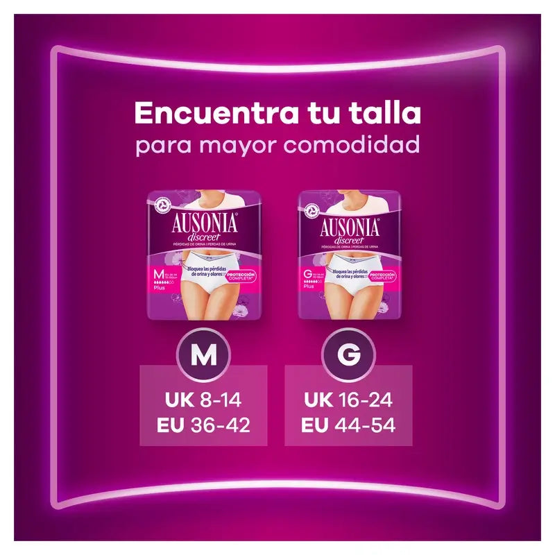 Ausonia Discreet Boutique – nohavičky na inkontinenciu, béžové, Plus, veľkosť M, 9 kusov