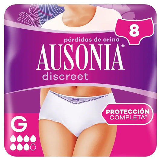 Ausonia Discreet Incontinence Briefs Plus Size G, 8 Briefs