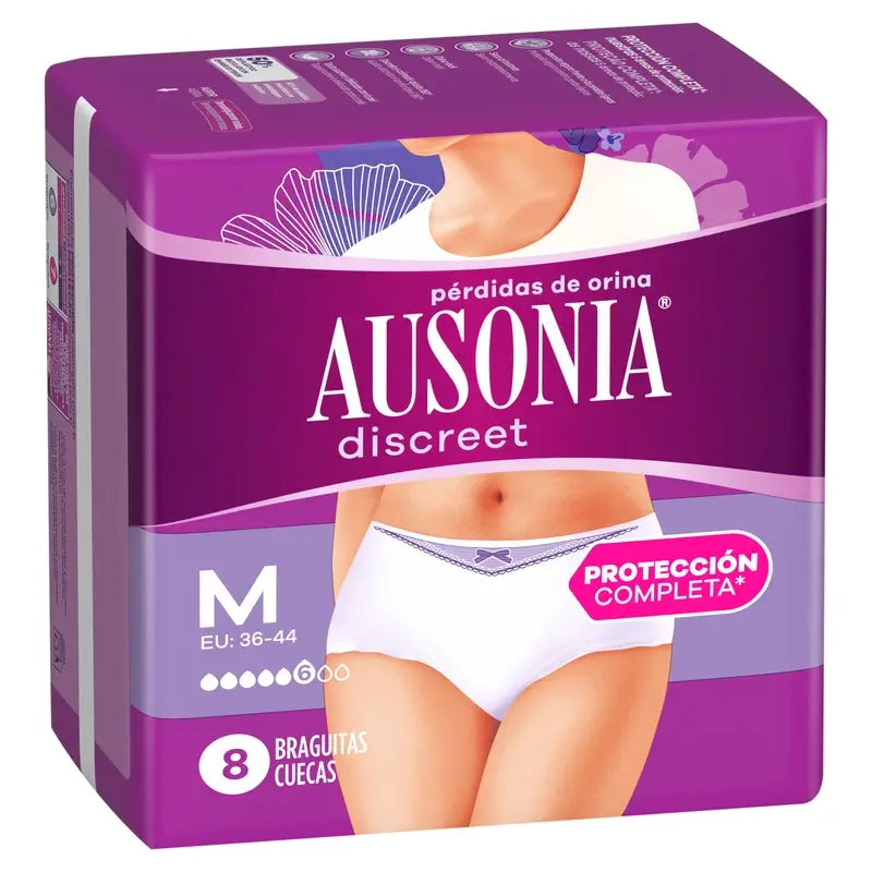 Ausonia Discreet – nohavičky na miernu inkontinenciu, veľkosť M, 8 kusov