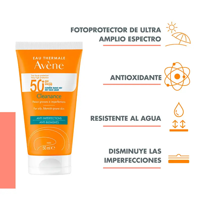 Avène Cleanance Solar SPF 50+, mastná pleť, 50 ml