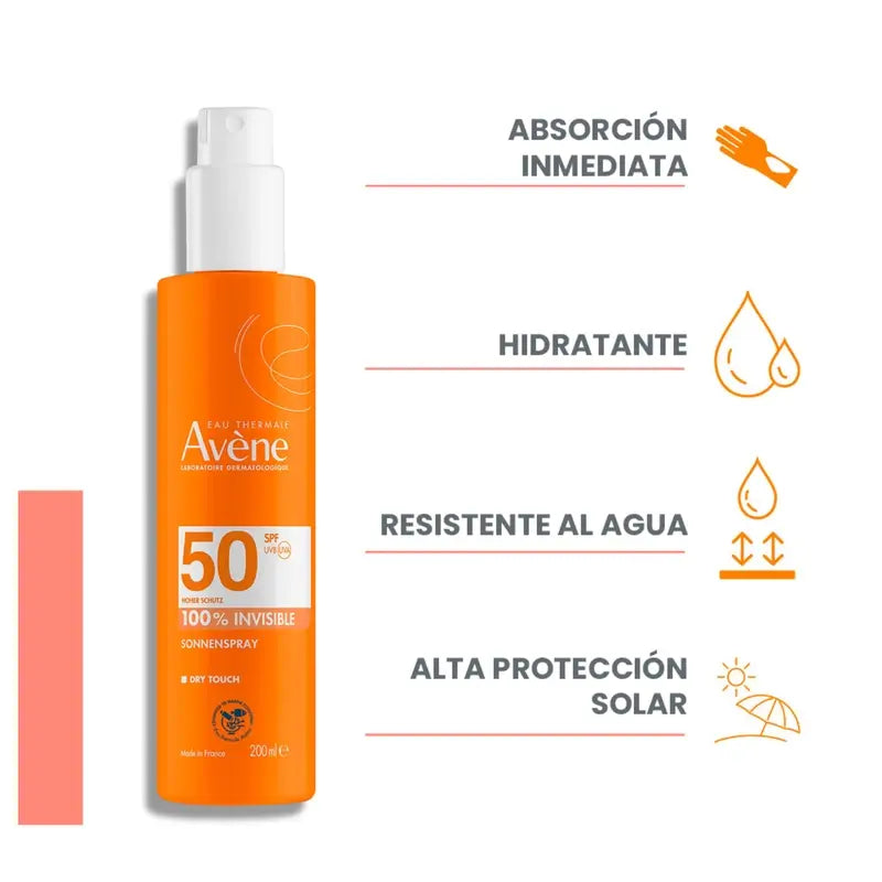 Avène Invisible telový opaľovací sprej SPF50+ 200 ml