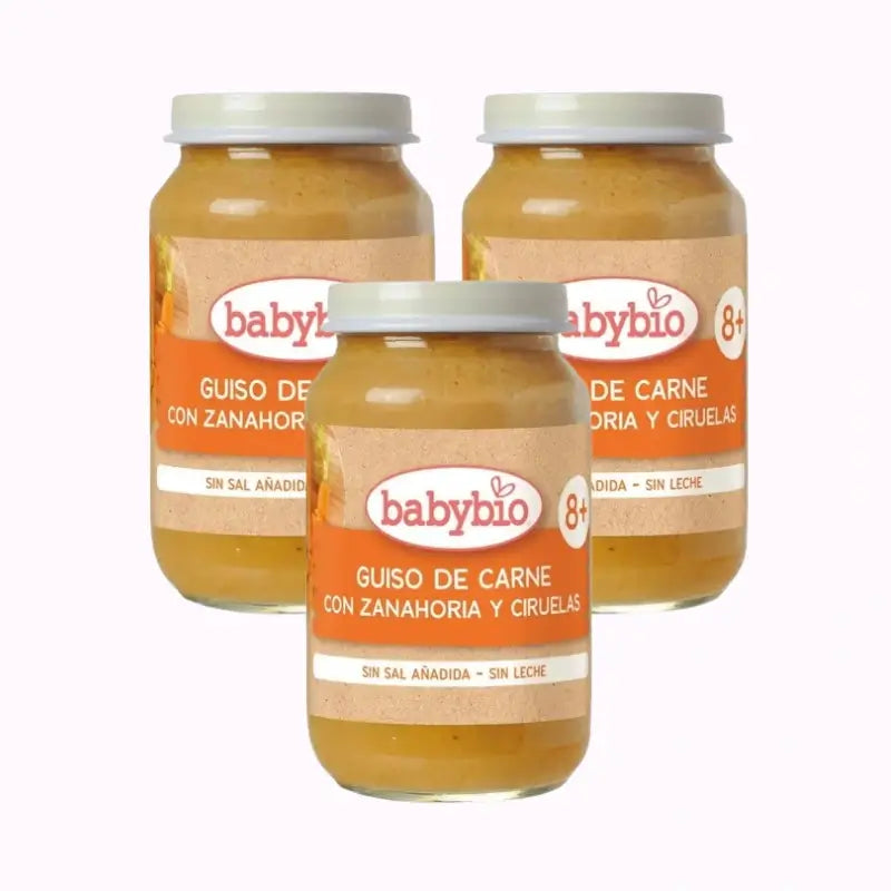 Babybio Beef Stew with Carrot and Plums, Pack 3 x 200 grams