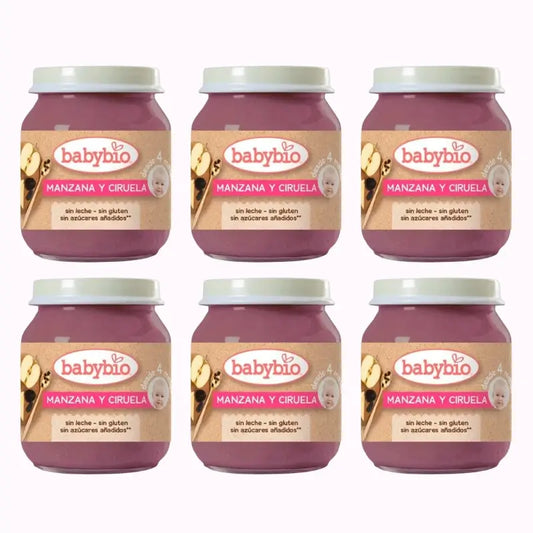 Babybio Apple Plum, Pack 6 x Plum, 130g