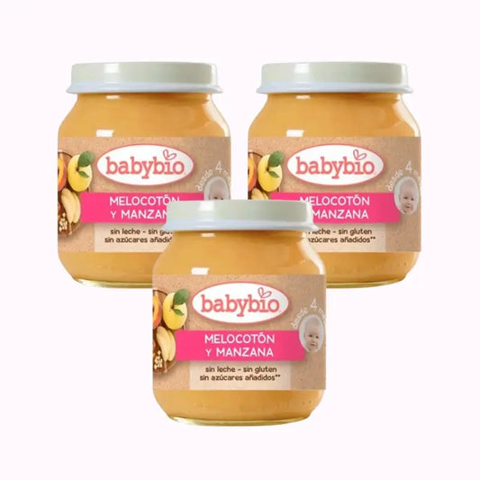 Babybio Peach-Apple, Pack 3 x 130 g