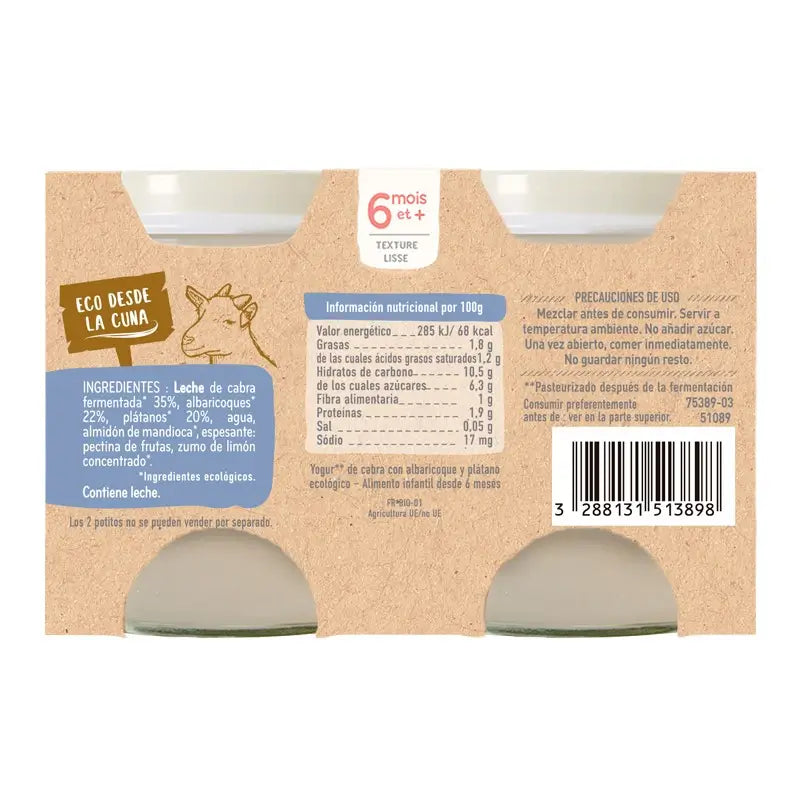 Babybio jogurt s marhuľami a banánmi – 2 x 130 g
