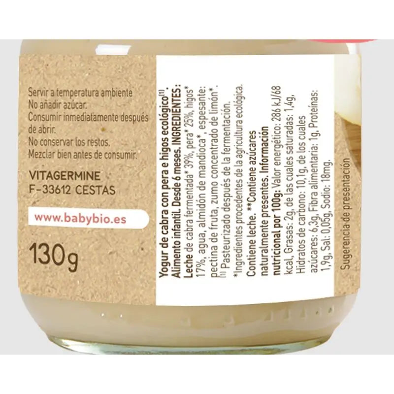 Babybio Kozie jogurt s hruškou a figami, 130 g