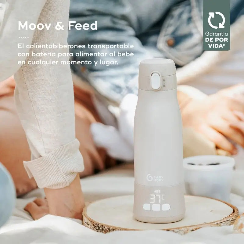 Babymoov – prenosný ohrievač fľašiek s batériou Moov & Feed, farba Mineral Beige