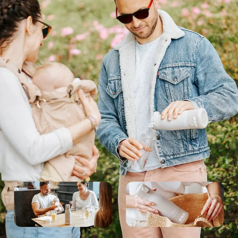 Babymoov – prenosný ohrievač fľašiek s batériou Moov & Feed, farba Mineral Beige