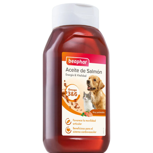 Beaphar Lososový olej pre psov a mačky 425 ml, mokré krmivo pre psov