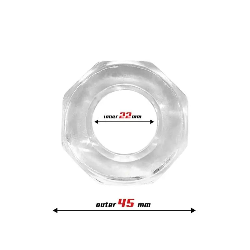 Beast Rings – superpružný polygonálny prsteň na penis, 2,2 cm, priehľadný