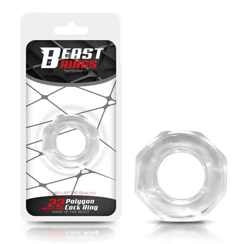 Beast Rings – superpružný polygonálny prsteň na penis, 2,2 cm, priehľadný