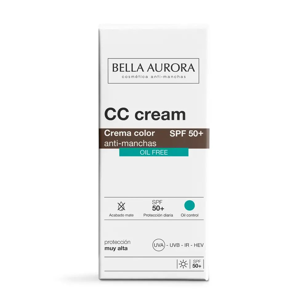 Bella Aurora  CC krém SPF 50+ bez obsahu oleja, 30 ml.