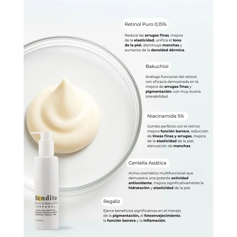 Bendito Retinol & Bakuchiol telový krém, balenie 3 x 200 ml