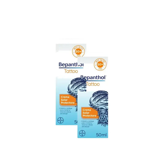 Bepanthol Tattoo opaľovací krém SPF50, balenie 2 x 50 ml