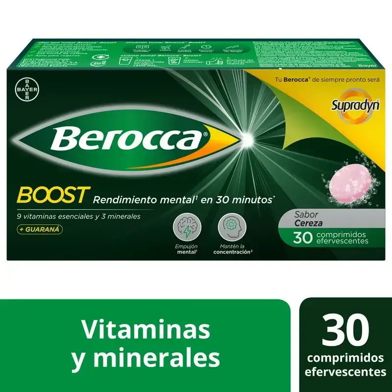 Berocca Boost – horčík, vitamíny a minerály s guaranou, 2x30 šumivých tabliet