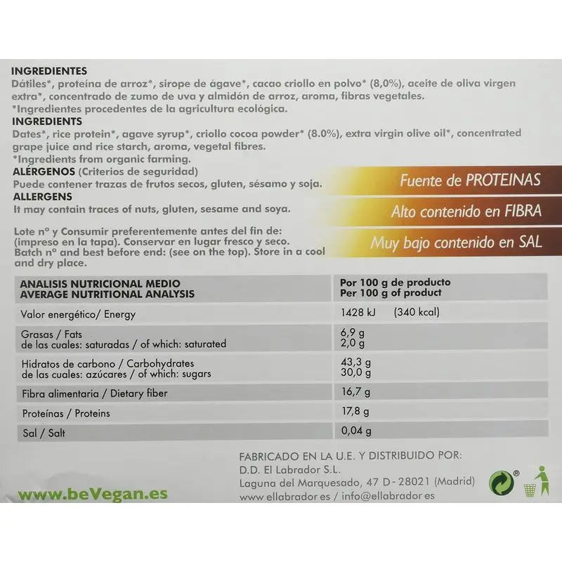 Bevegan proteínové tyčinky – Energy Kakao, 6 ks. Bio, bezlaktózové, vegánske 