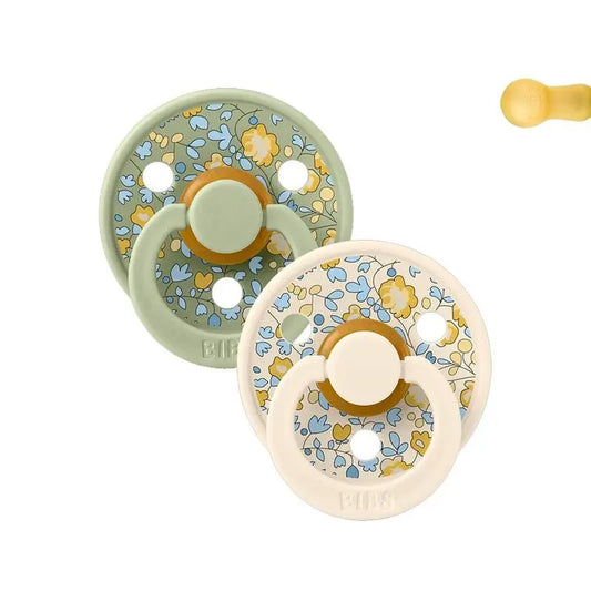 Bibs Liberty 2 Pacifiers Colour Round Eloise Sage Mix 6-18 M
