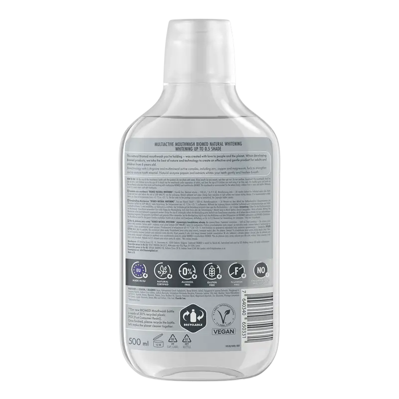 Biomed Natural Whitening ústna voda, 500 ml