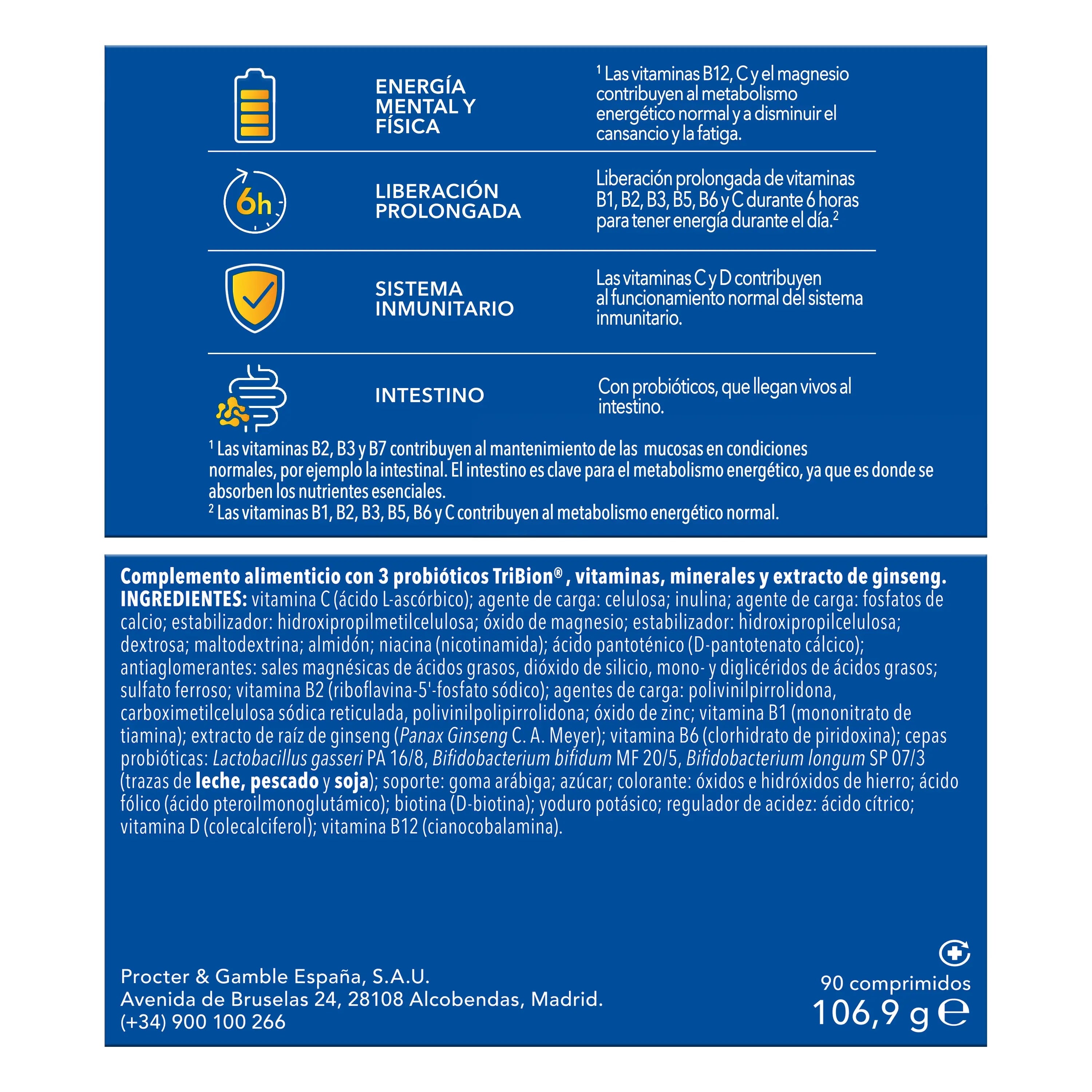 Bion3 Energy – multivitamínové tablety s probiotikami, vitamínom B12, vitamínom C a horčíkom, 30 tabliet
