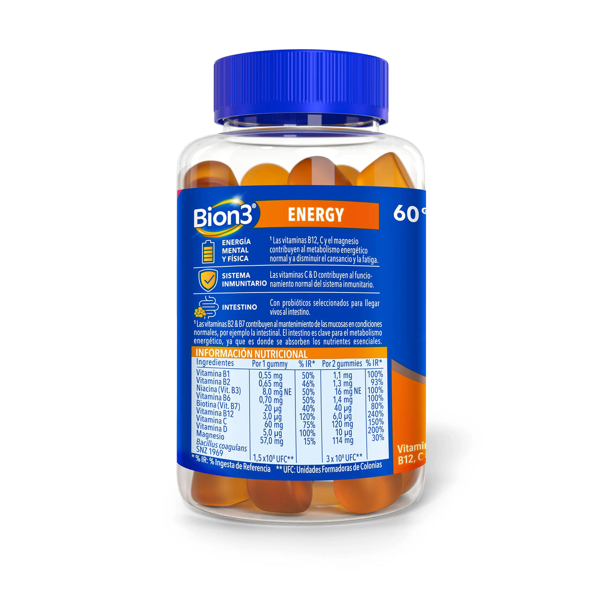 Bion3 Gummies Energy, vitamíny s probiotikami, vitamín B12, vitamín C, D a horčík