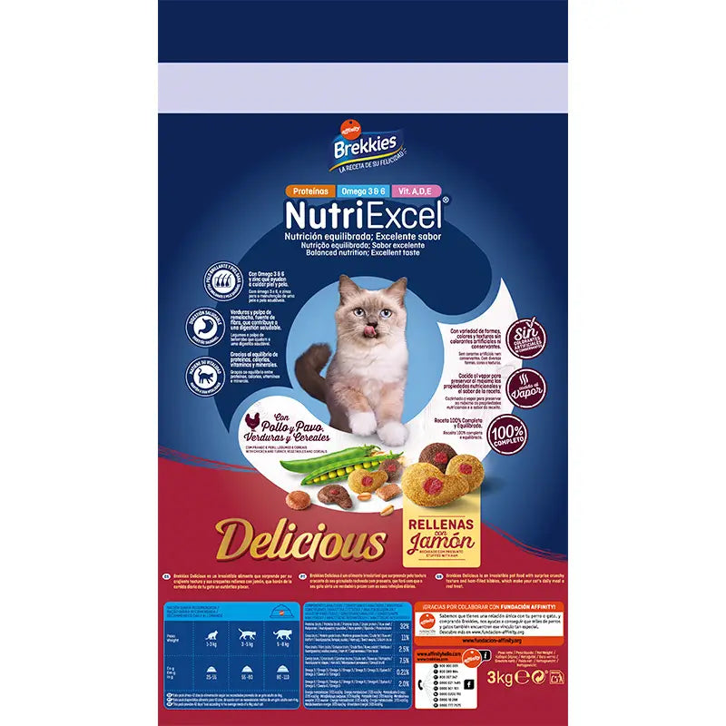 Brekkies Excel Feline Adult Delicious Vtáky, 3 kg, krmivo pre mačky