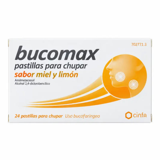 Bucomax s príchuťou medu a citróna, 24 pastiliek na cmúľanie