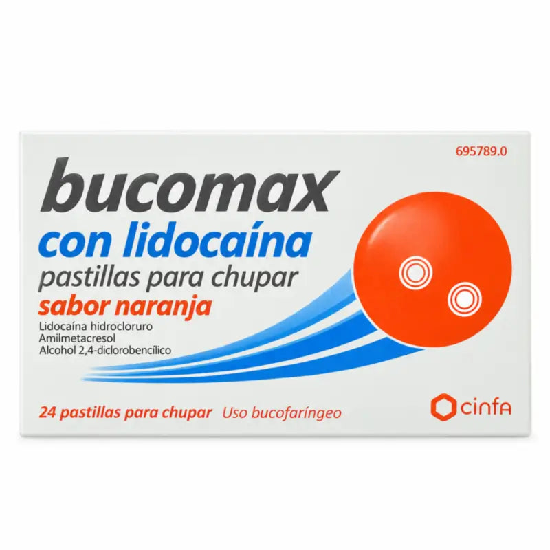 Bucomax Lidokaín s príchuťou pomaranča, 24 pastiliek na cmúľanie