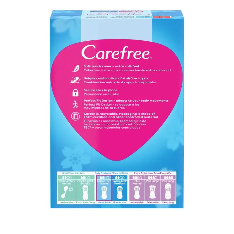 Carefree Cotton Feel Normal – svieža vôňa, 40 + 4 ks