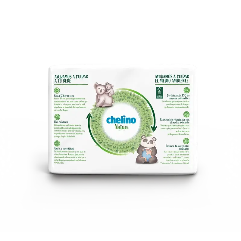 Chelino Nature Plienky veľkosť 2 (3–6 kg), 28 kusov