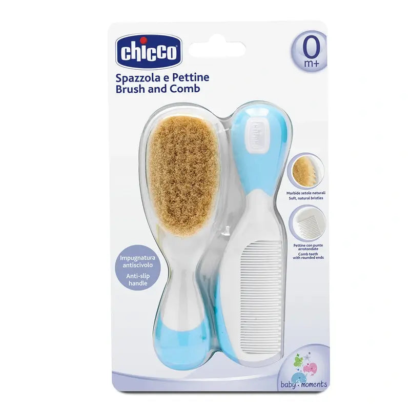 Súprava hrebeňa a kefy Chicco – modrá 