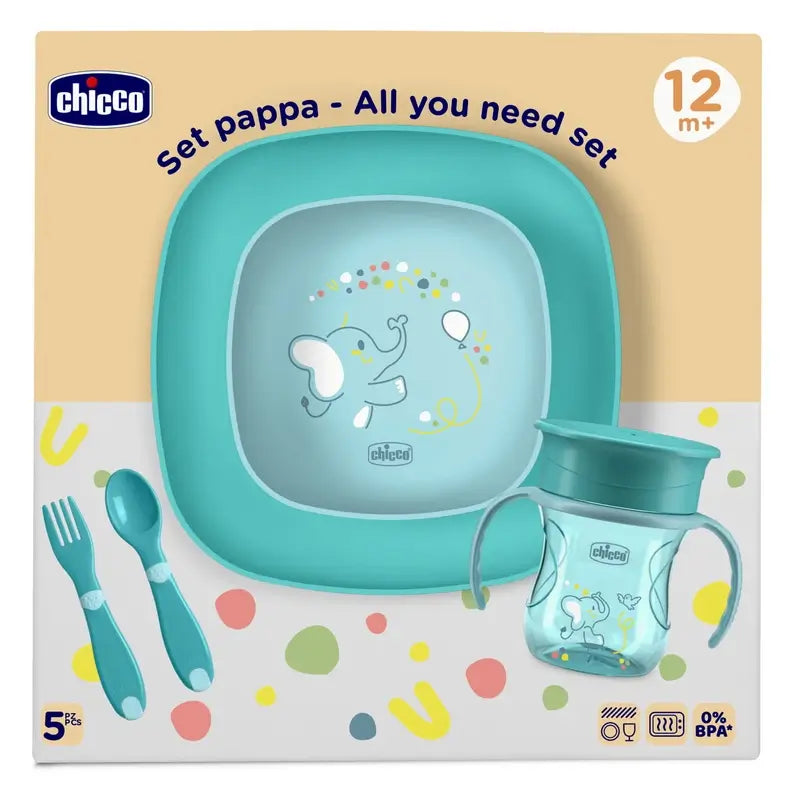 Chicco Sada na kŕmenie 12M+ modrá