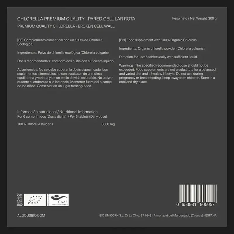 Aldous Chlorella a ekologická spirulina Premium, 600 kusov