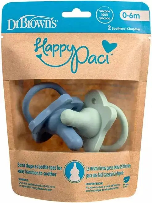 Silikónový cumlík, 1 kus, balenie po 2 ks, modrý a zelený, HappyPaci