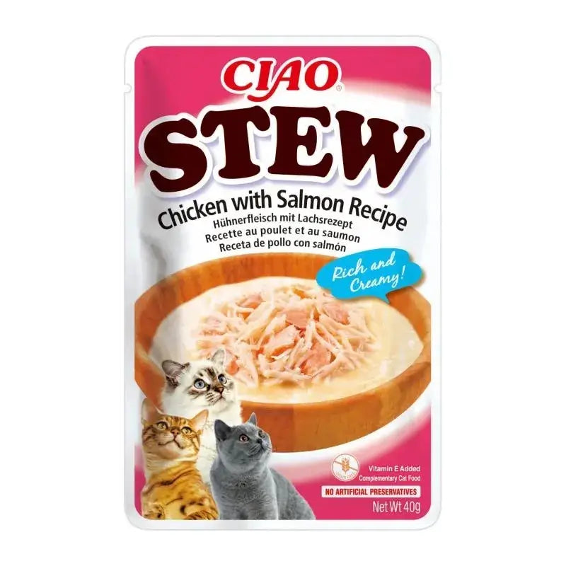 Churu Ciao Stew Wet Cat Food – Chicken and Salmon Recipe, 12 x 40 g
