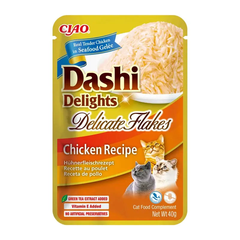Churu Dashi Delights Wet Cat Food – Delicate Flakes Chicken, 12 x 40 g