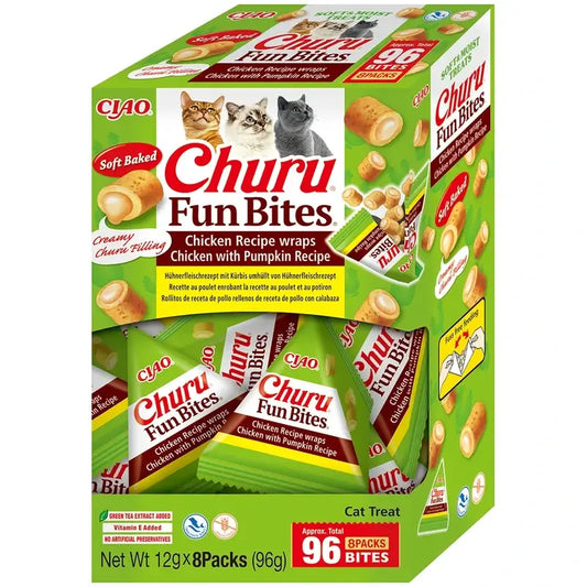 Churu Fun Bites Cat Snacks – Chicken and Pumpkin Flavour, 8 x 12 g