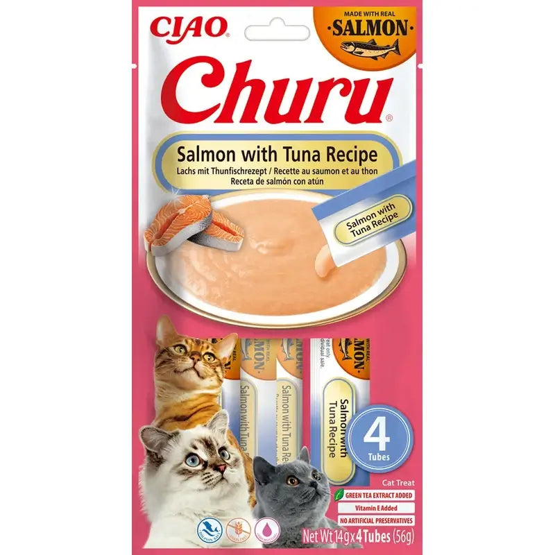 Churu Creamy Cat Snack – Salmon and Tuna Recipe, 12 x 56 g