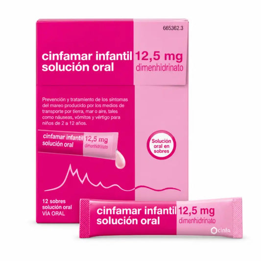 Cinfamar pre deti 12,5 mg perorálny roztok, 12 vrecúšok