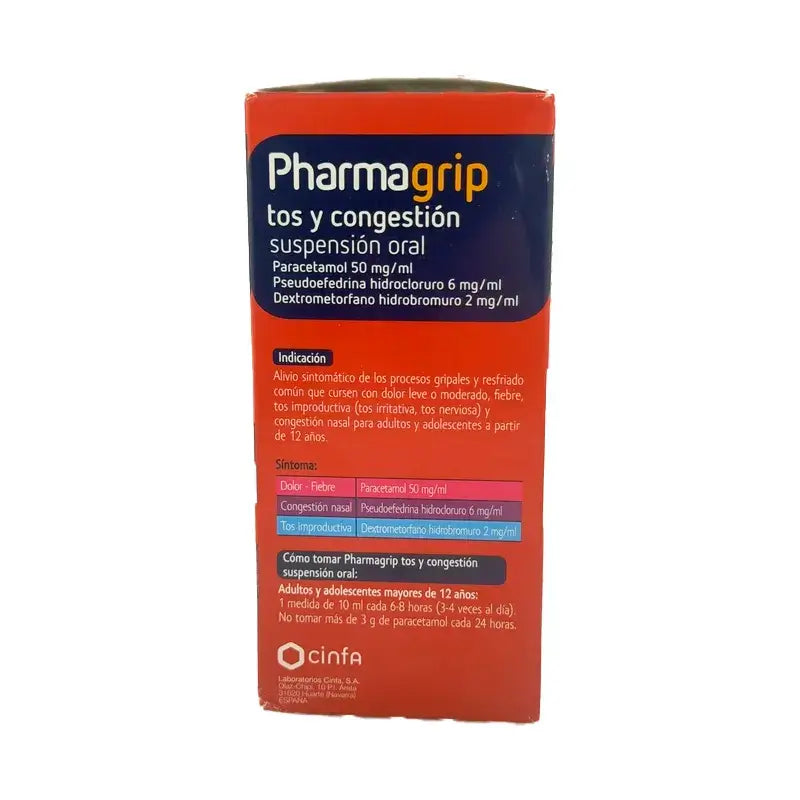 Pharmagrip proti kašľu a upchatému nosu – perorálna suspenzia, 125 ml