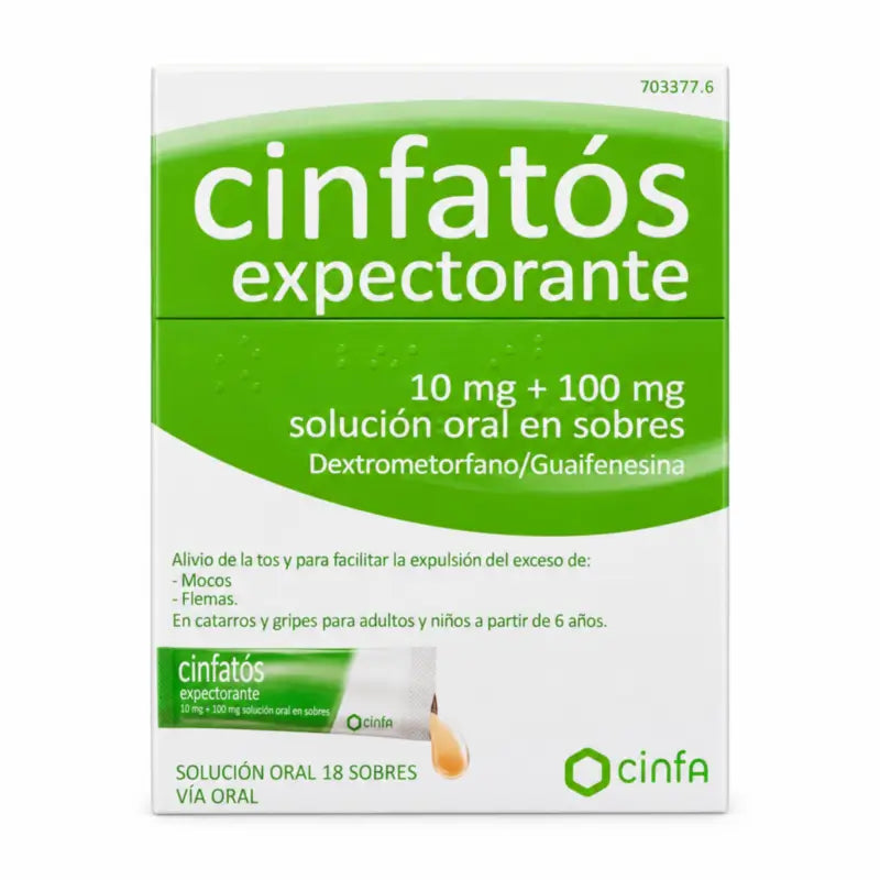 Cinfatos – expektorans – perorálny roztok, 18 vrecúšok