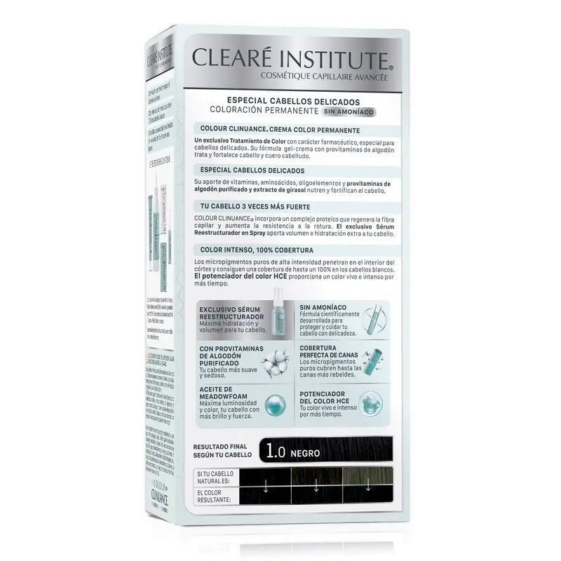 Clearé Institute Colour Clinuance Trvalé farbenie Vlasová farba bez amoniaku 1.0 Čierna