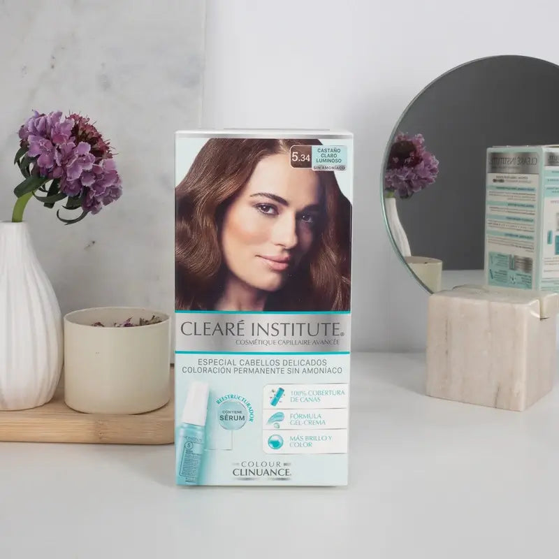 Clearé Institute Colour Clinuance Trvalá farba na vlasy bez amoniaku 5.34 Svetlý lesklý gaštanový odtieň 