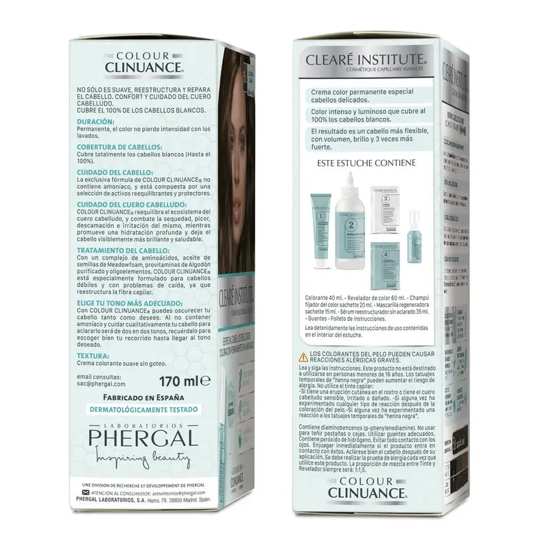 Clearé Institute Colour Clinuance Trvalá farba na vlasy bez amoniaku 5.34 Svetlý lesklý gaštanový odtieň 