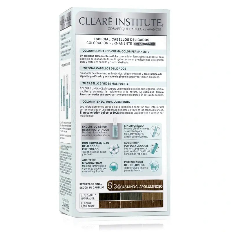 Clearé Institute Colour Clinuance Trvalá farba na vlasy bez amoniaku 5.34 Svetlý lesklý gaštanový odtieň 