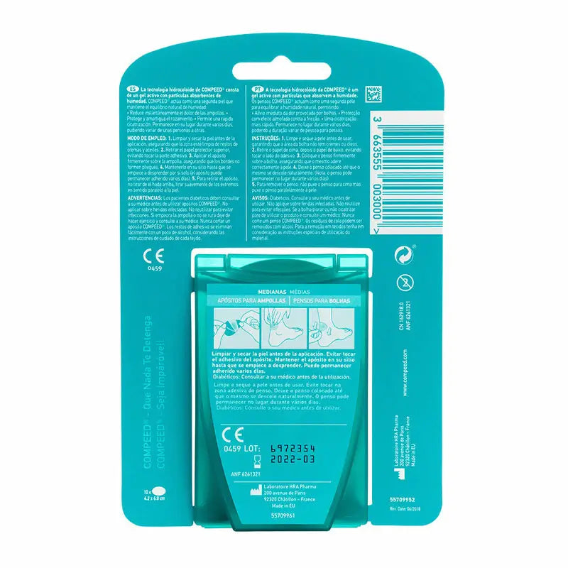 Compeed hydrokoloidné náplasti na pľuzgiere, stredná veľkosť, 10 kusov