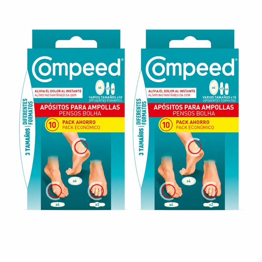 Compeed – balenie s rôznymi veľkosťami náplastí na pľuzgiere, 10 kusov, balenie č. 2
