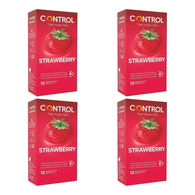 Control Strawberry Condoms, 12-pack, pack of 4